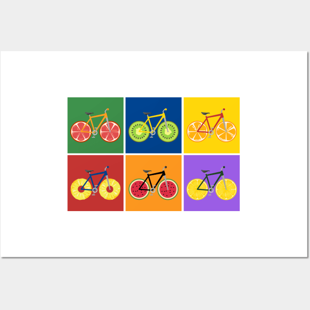 Healthy Fruit Wheels Mountain Bikes Wall Art by 4U2NV-LDN